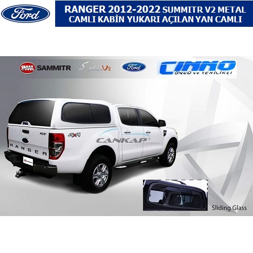 FORD RANGER 2012-2022 SUMMITR V2 METAL CAMLI KABİN YUKARI AÇILAN YAN CAMLI