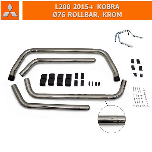 MITSUBISHI L200 V 2015+ KOBRA Ø76 ROLLBAR, KROM