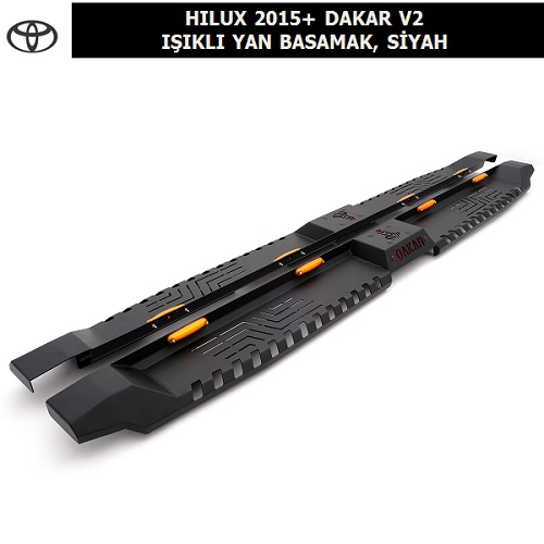 TOYOTA HILUX 2015+ DAKAR V2 IŞIKLI YAN BASAMAK, SİYAH