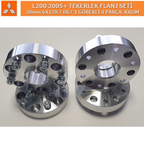 MITSUBISHI L200 2005+ TEKERLEK FLANJ SETİ 38mm 6X139,7 Ø67.1 GÖBEKLİ 4 PARÇA, KROM