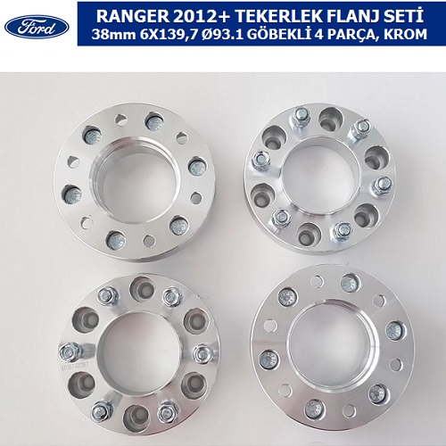 FORD RANGER 2012+ TEKERLEK FLANJ SETİ 38mm 6X139,7 Ø93.1 GÖBEKLİ 4 PARÇA, KROM