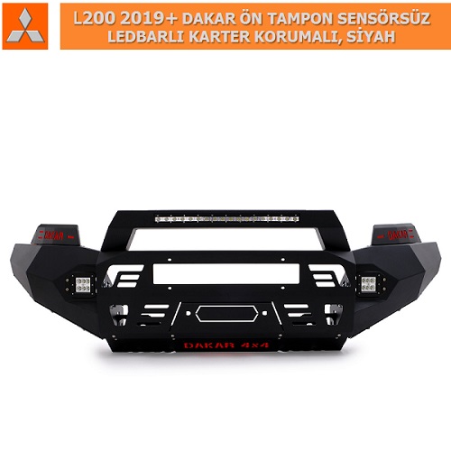 MITSUBISHI L200 2019+ DAKAR ÖN TAMPON SENSÖRSÜZ LEDBARLI KARTER KORUMALI, SİYAH