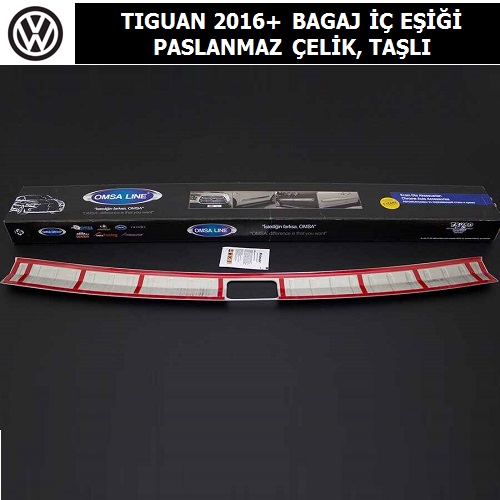 VOLKSWAGEN TIGUAN 2016+ BAGAJ İÇ EŞİĞİ PASLANMAZ ÇELİK, TAŞLI