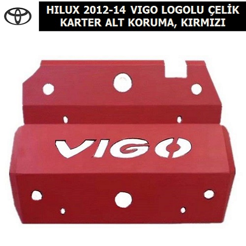 TOYOTA HILUX 2012-14 VIGO LOGOLU ÇELİK KARTER ALT KORUMA, KIRMIZI